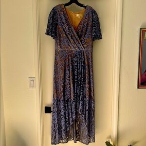 Elegant Blue Lace Dress